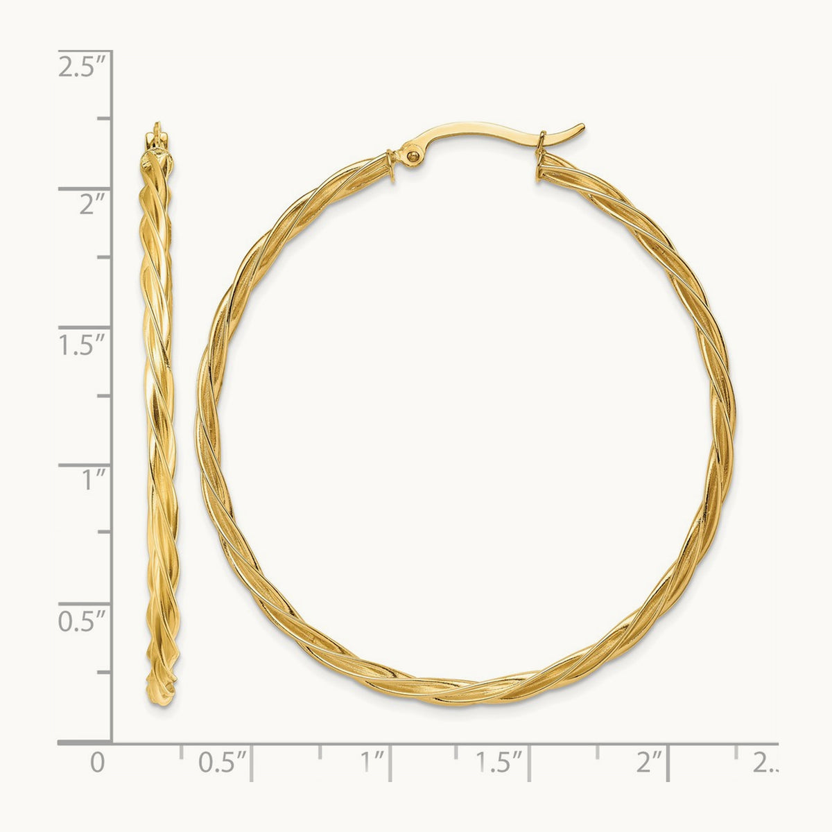 Fine Twisted Hoop Earrings — 14K Yellow Gold, 51.5mm