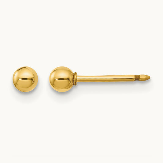 Inverness 14k Polished Ball Short Post Earrings, 3mm