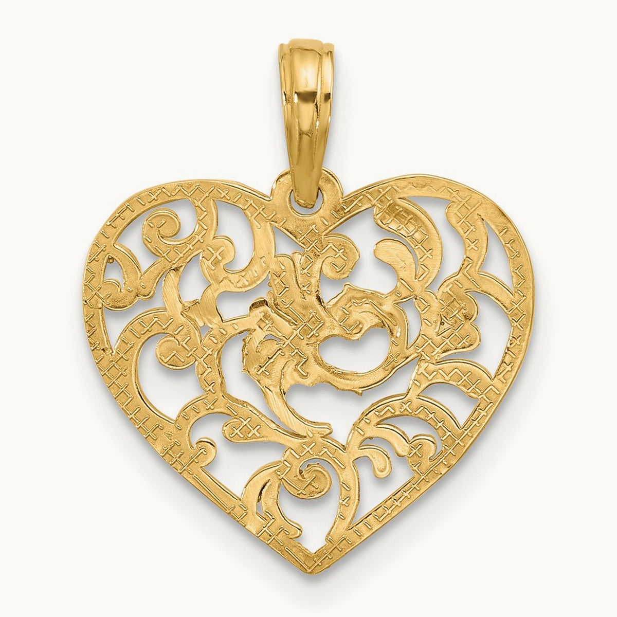 Polished Fancy Heart Charm, 14K