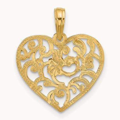 Polished Fancy Heart Charm, 14K