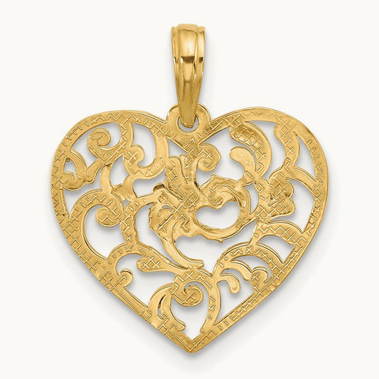 Polished Fancy Heart Charm, 14K