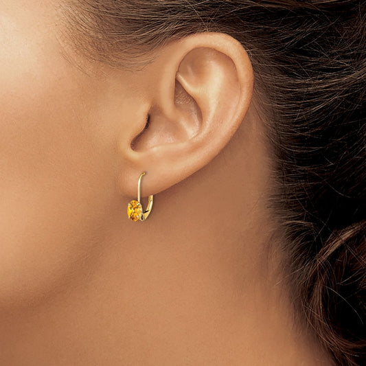 Oval Citrine Leverback Earrings — photo set