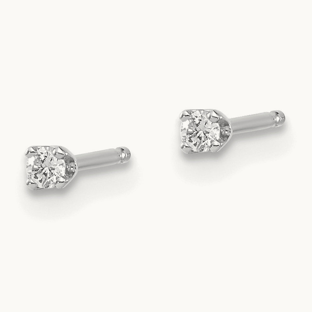 Round Diamond Stud Earrings — 14K White Gold, 0.05 ct tw, I1 J-K · push back