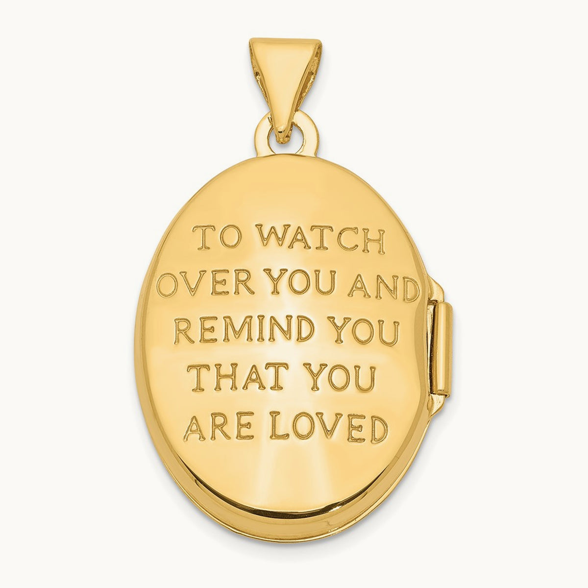 w/Rhodium Oval Guardian Angel Locket, 21mm, 14K