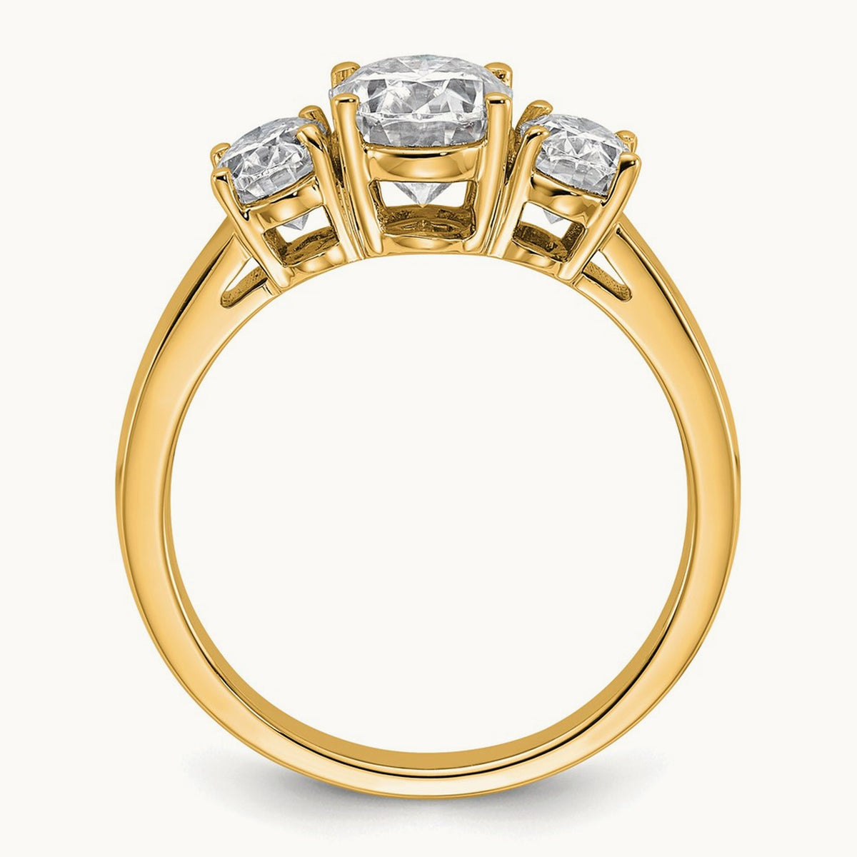 Oval 3 Stone Engagement Ring, 1.25-3.50 ct tw Lab-Grown Diamond — 3 ct, 14K Yellow Gold