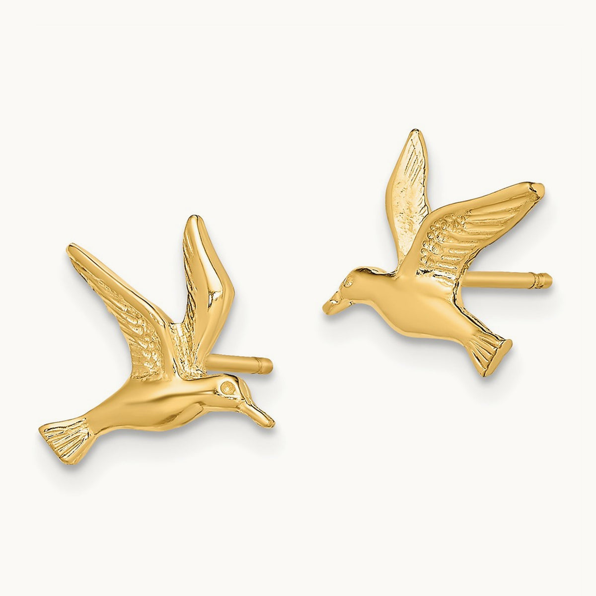 Polished Seagull Post Earrings — 14K Yellow Gold