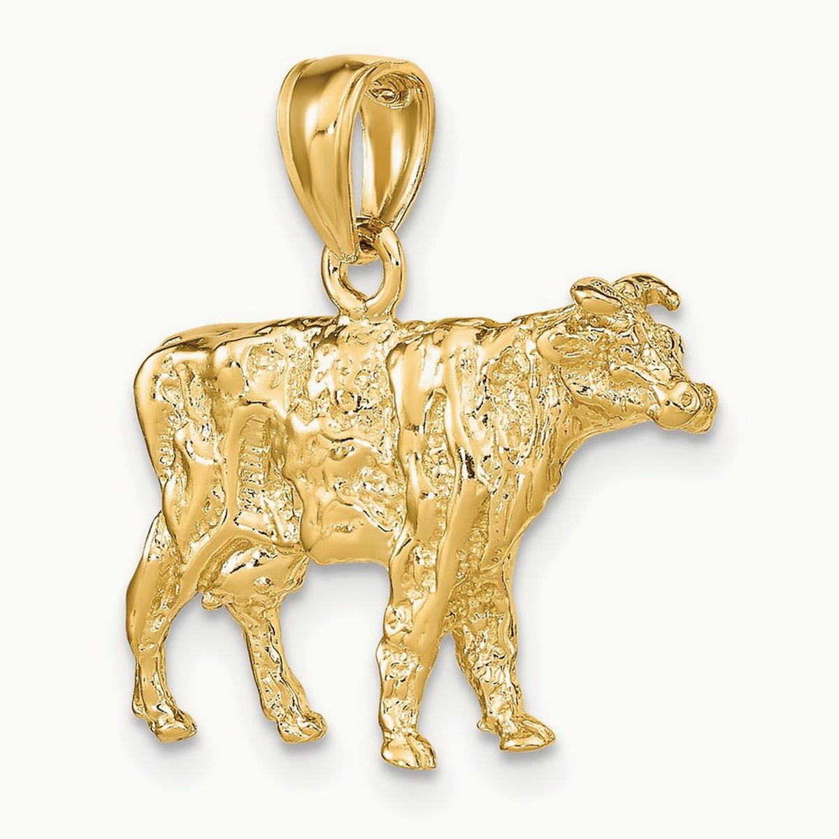 3-D Cow Charm, 14K