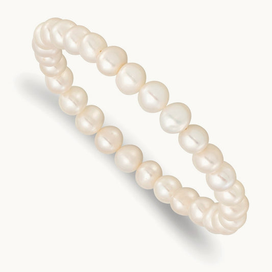Rh-p 7- White FWC Pearl Earring Bracelet Necklace Set, 8mm, Sterling Silver