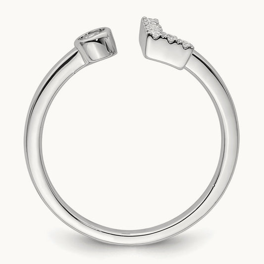 Initial L Adjustable Ring, 0.10 ct tw Lab-Grown Diamond