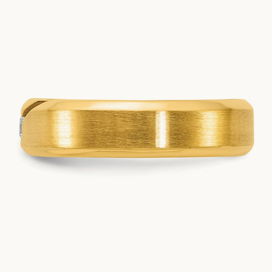 IB Goodman Mens Satin Complete 1/10ct Diamond Ring, 14K Yellow Gold