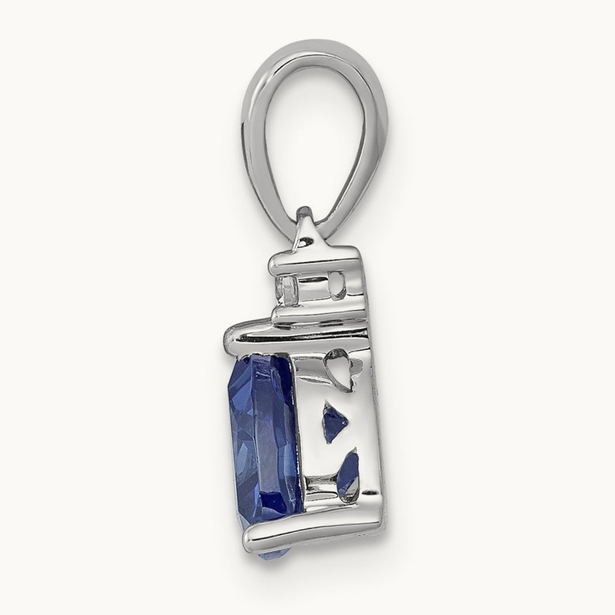 Trillion .90 Tanzanite and Diamond Pendant, 14K White Gold
