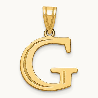Polished Etched Letter G Initial Pendant, 14K