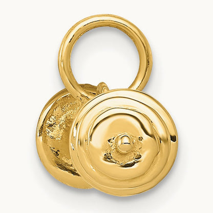 3D Barbell Charm, 14K
