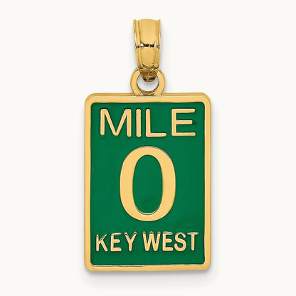Enamel Mile Marker 0 / KEY WEST Charm, 14K