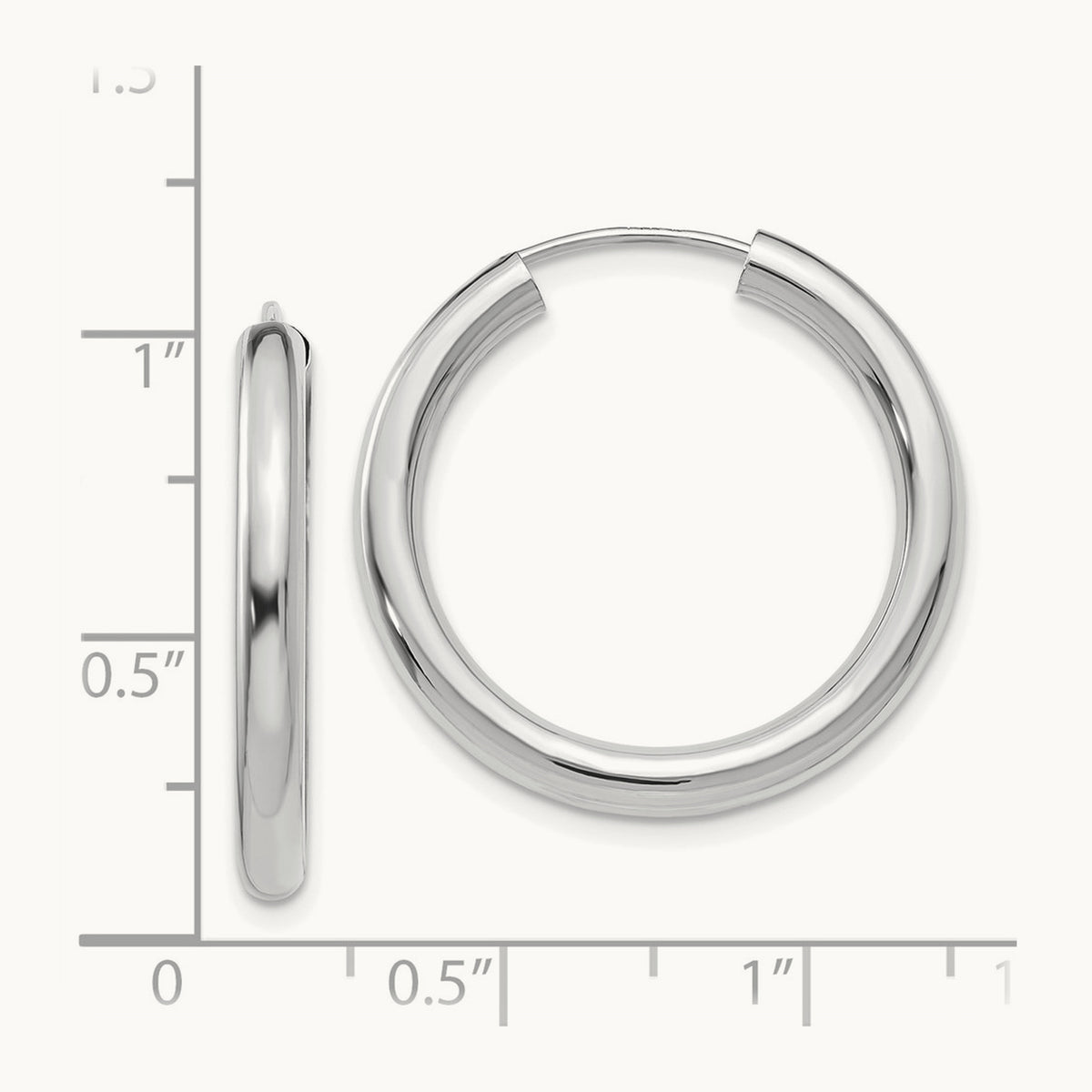 Polished Endless Tube Hoop Earrings, 3.00mm, 14K White Gold