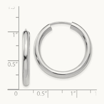 Polished Endless Tube Hoop Earrings, 3.00mm, 14K White Gold