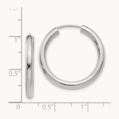 Polished Endless Tube Hoop Earrings, 3.00mm, 14K White Gold