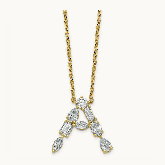 Initial A Necklace, 1.25 ct tw Lab-Grown Diamond