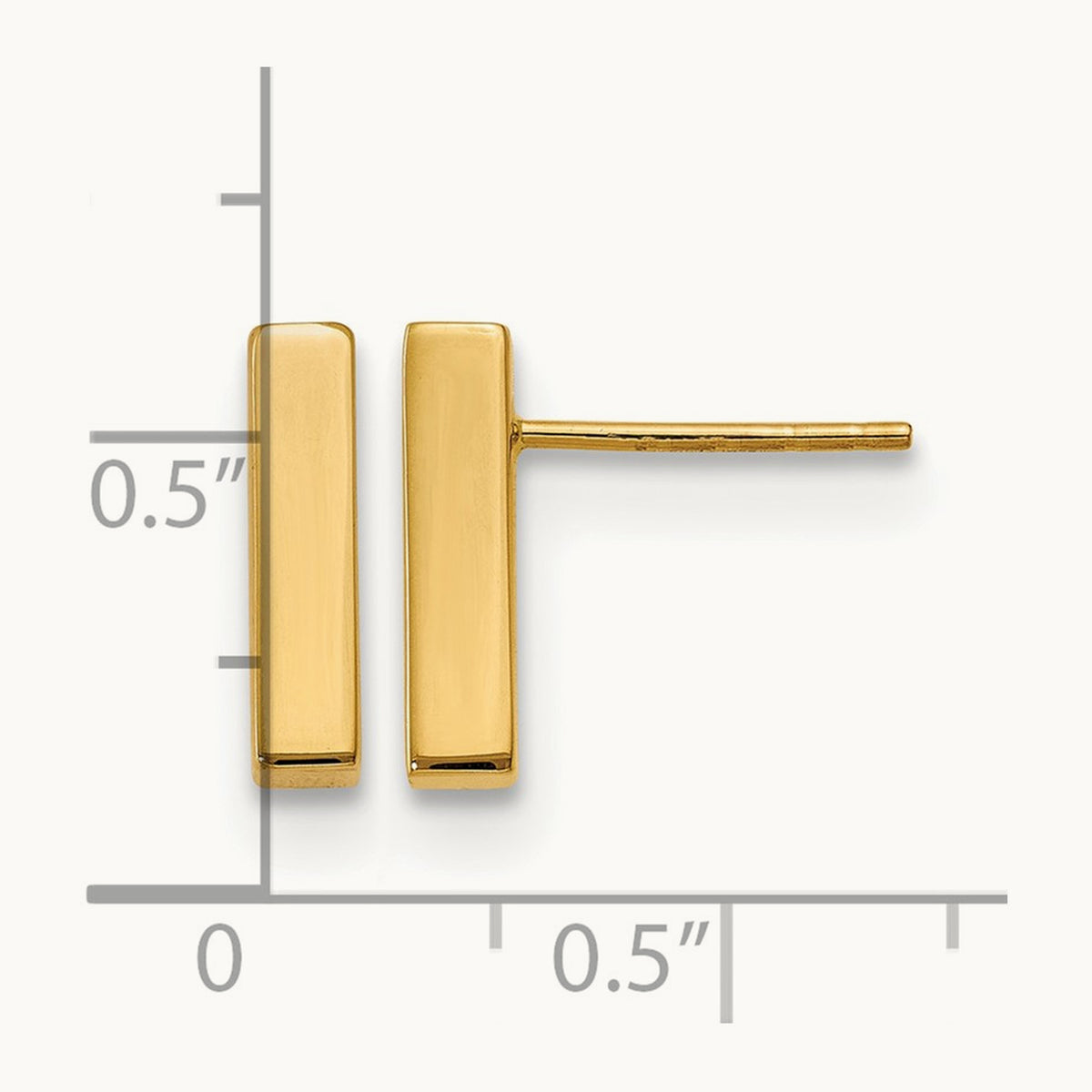 Polished Post Bar Earrings — 10K Yellow Gold