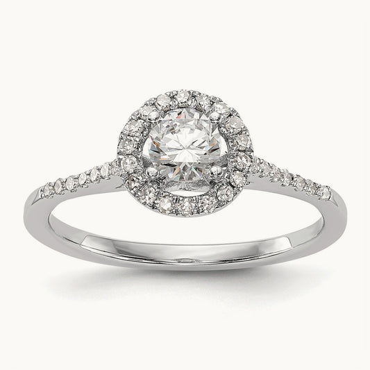 Round Semi-Mount Halo Engagement Ring, 0.20 ct tw