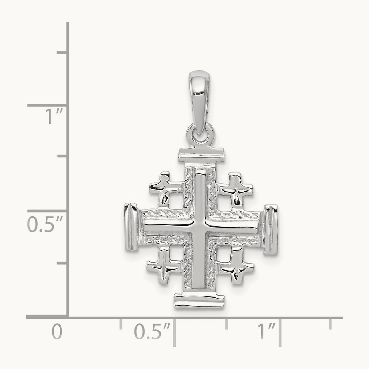 Jerusalem Cross Pendant — 14K White Gold, 30mm
