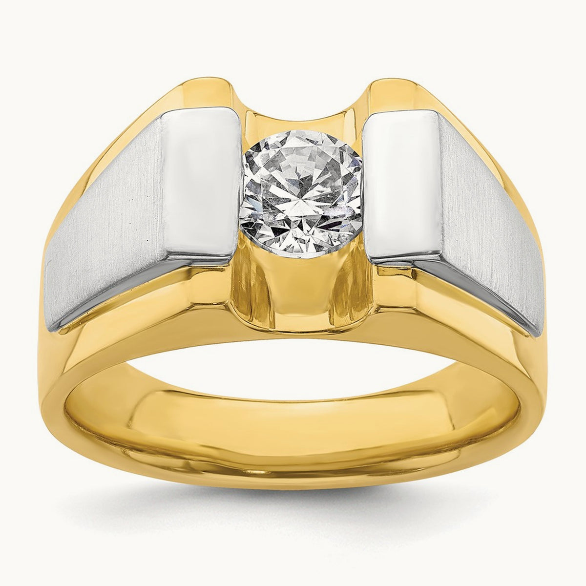 Two-Tone Polished & Satin Men's Ring Mounting