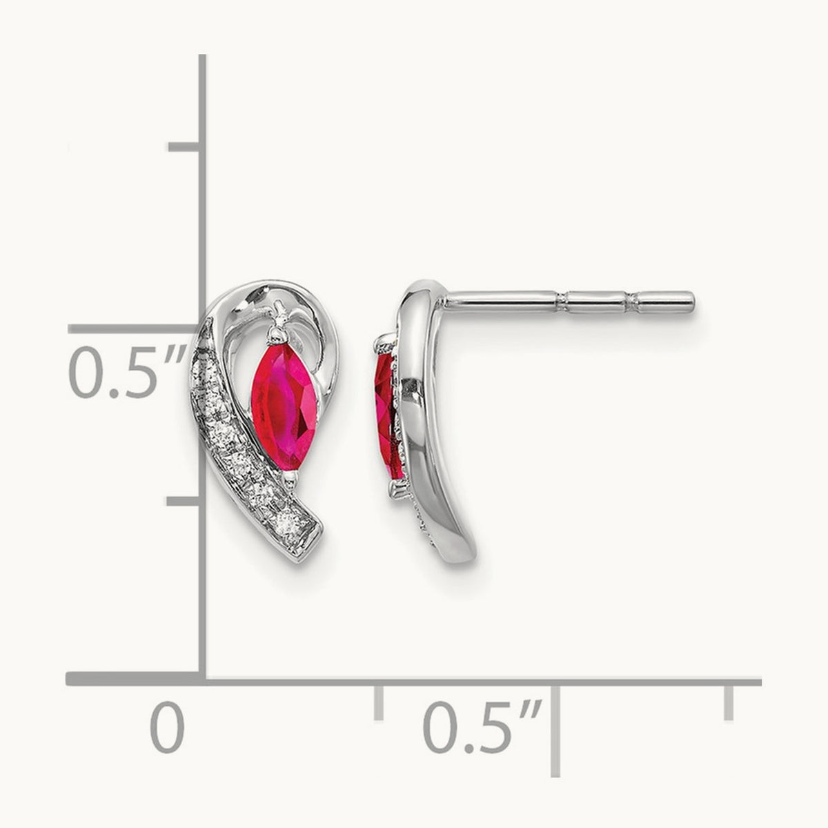 Diamond and Ruby Earrings — 14K White Gold