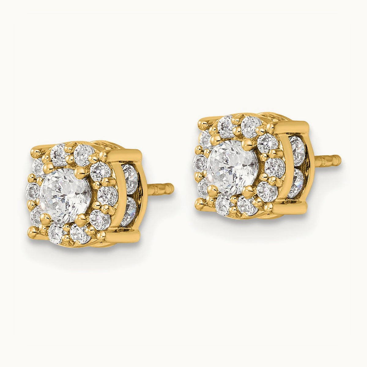 Round Halo Post Earrings, 1.00-2.00 ct tw Lab-Grown Diamond — 1 ct