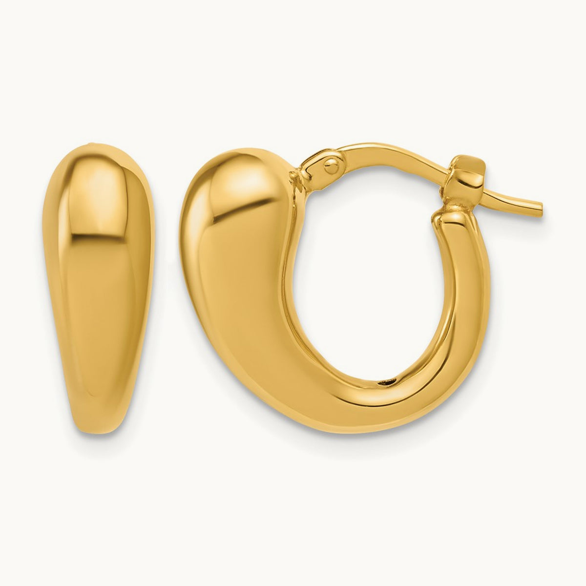 Polished Hollow Puffed Hoop Earrings, 14K — Leslie's