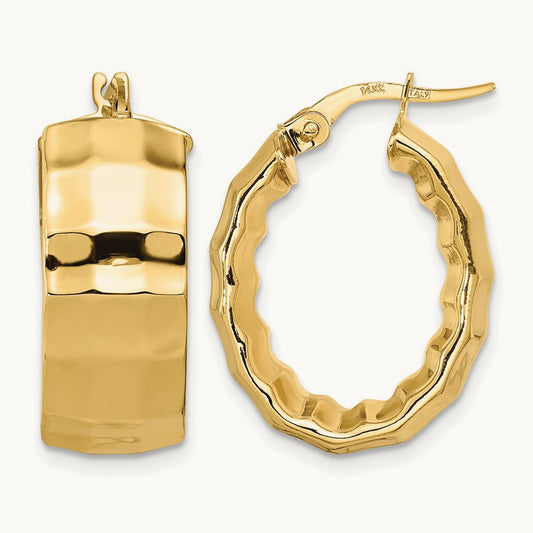 Polished Textured Oval Hoop Earrings — Leslie's — photo set