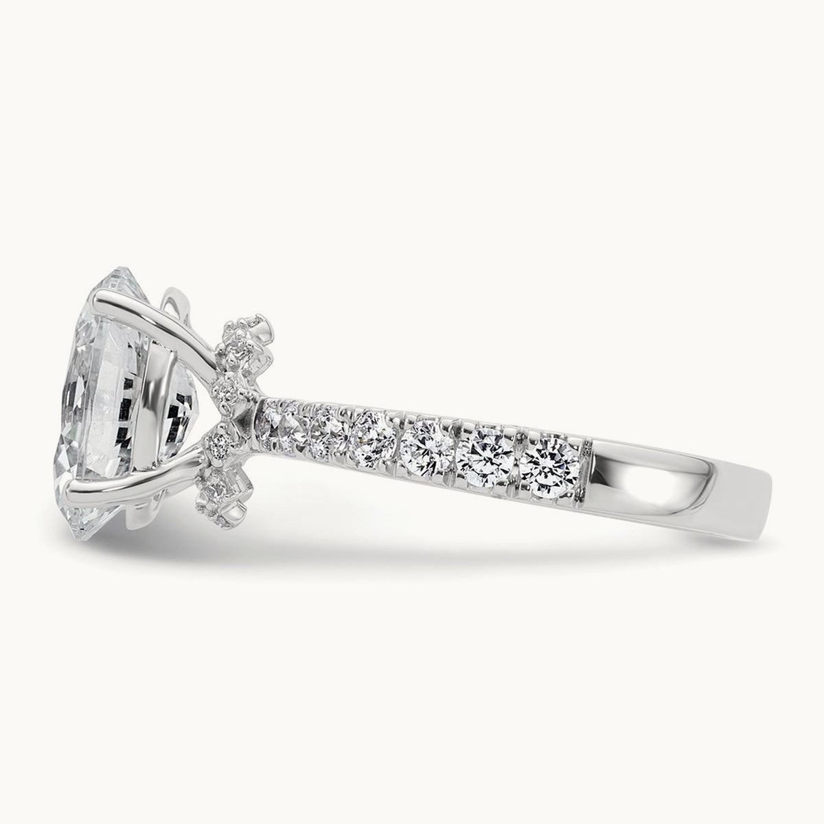 Oval Semi-Mount Solitaire Engagement Ring, 0.25-0.50 ct tw Lab-Grown Diamond — 5/8 ct, VS/SI (Great), 14K White Gold