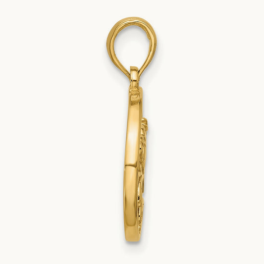 Polished Round Cancer Pendant, 14K