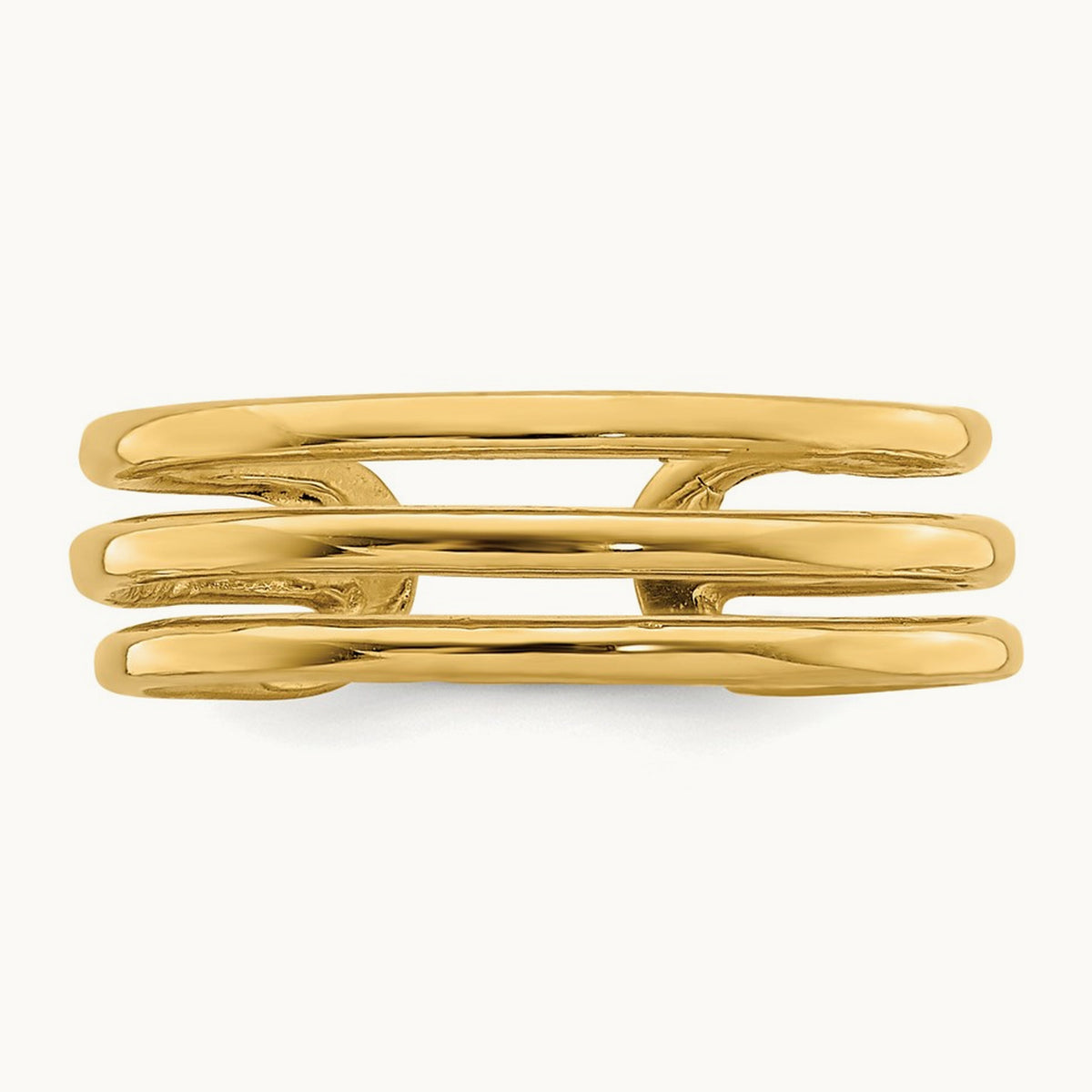 Polished 3 Row Toe Ring, 14K