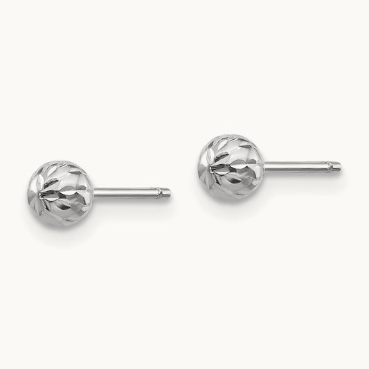 Madi K Diamond Cut 4M Ball Post Earrings, 14K White Gold