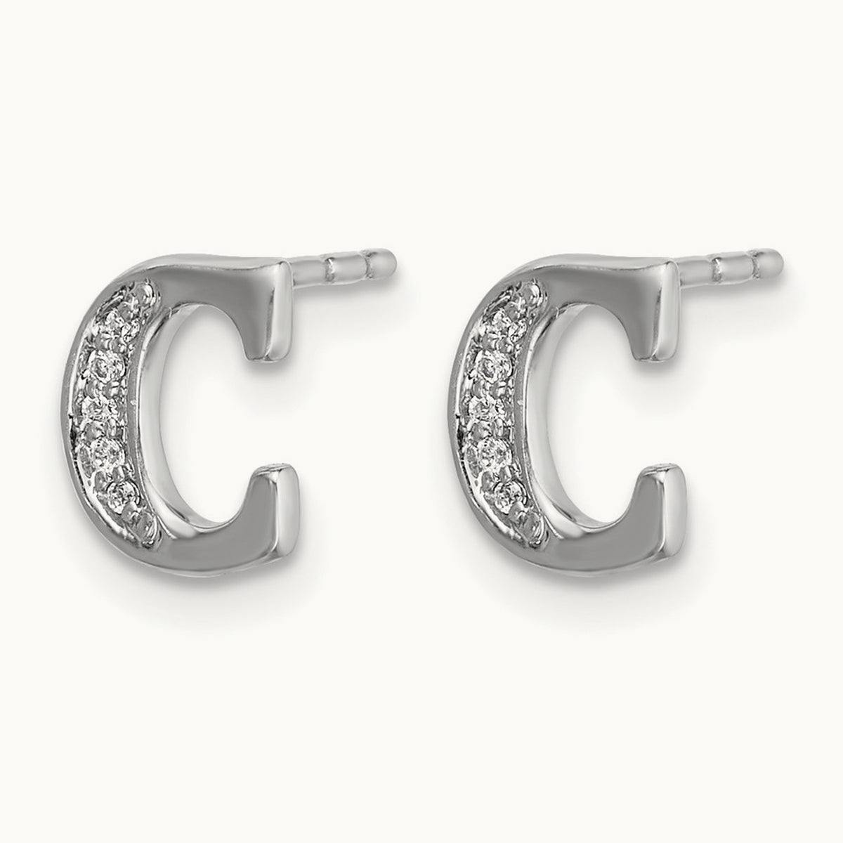 Diamond Earrings — 14K White Gold, 8mm, C
