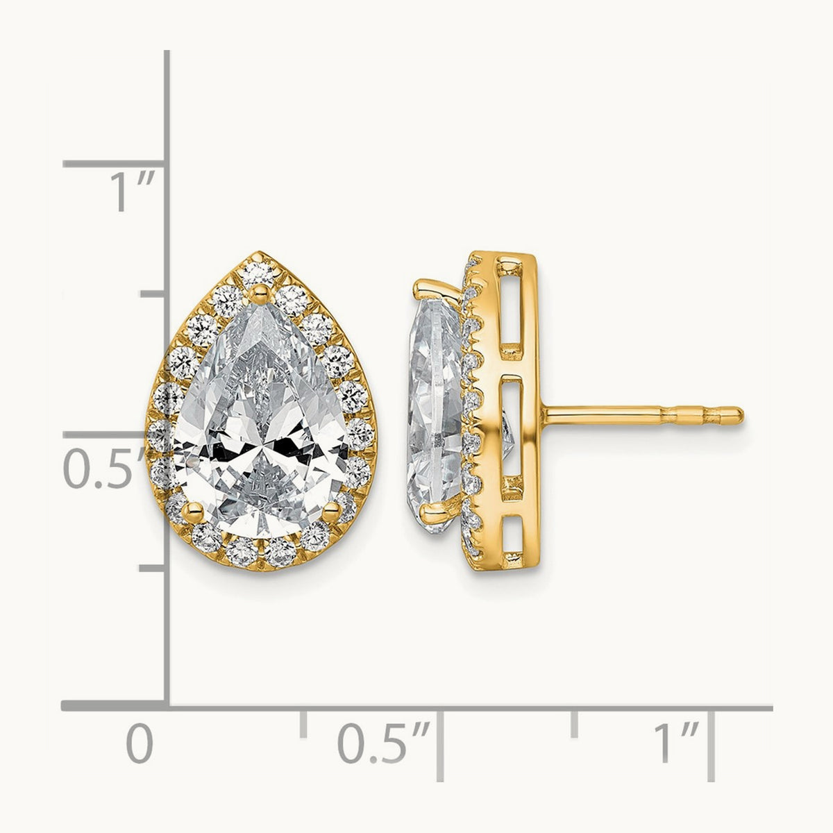 Pear Halo Post Earrings, 1.25-6.75 ct tw Lab-Grown Diamond — 4 5/8 ct, VS (Best), 14K Yellow Gold