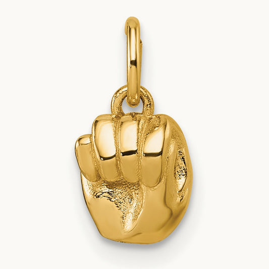 American Sign Language Alphabet Fingerspelling Sign M Pendant, 14K