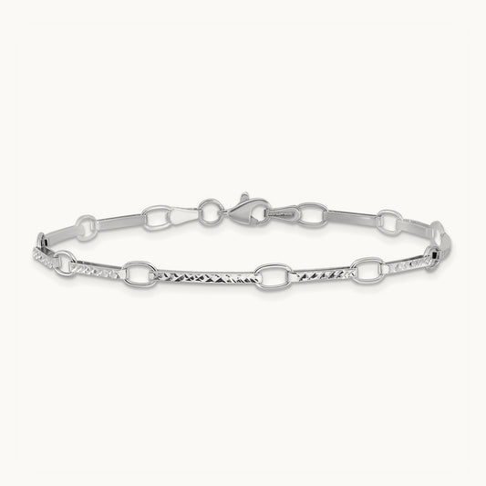 Polished and Textured Fancy Link Bracelet — photo set