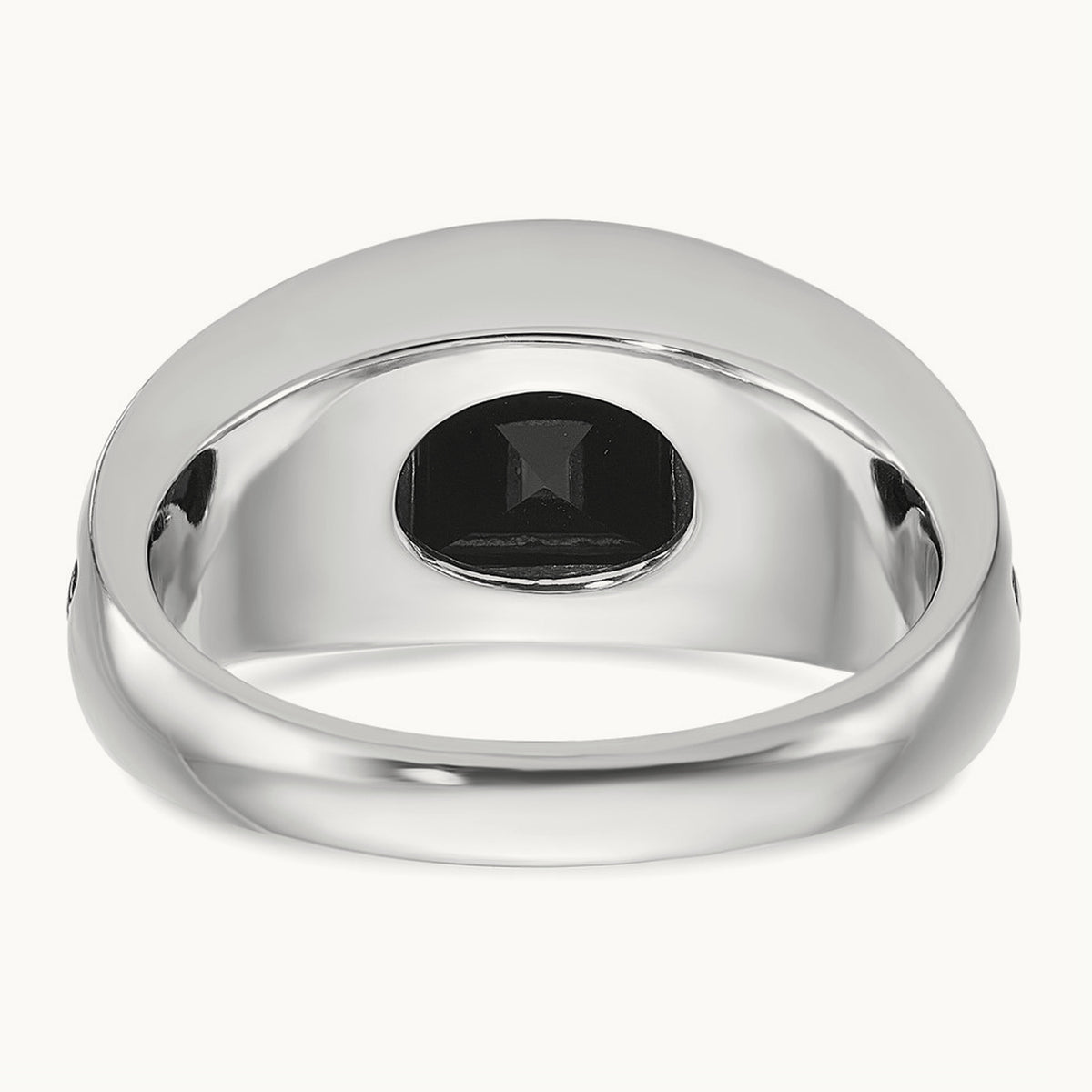 IBGoodman Men's Black Rhodium Onyx and Diamond Complete Ring, 14K White Gold