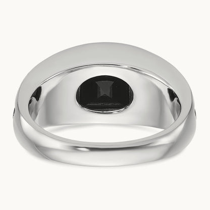 IBGoodman Men's Black Rhodium Onyx and Diamond Complete Ring, 14K White Gold