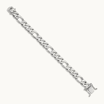 Hand-Polished Figaro Link Chain, 10mm, 14K White Gold