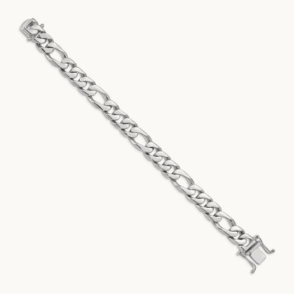Hand-Polished Figaro Link Chain, 10mm, 14K White Gold