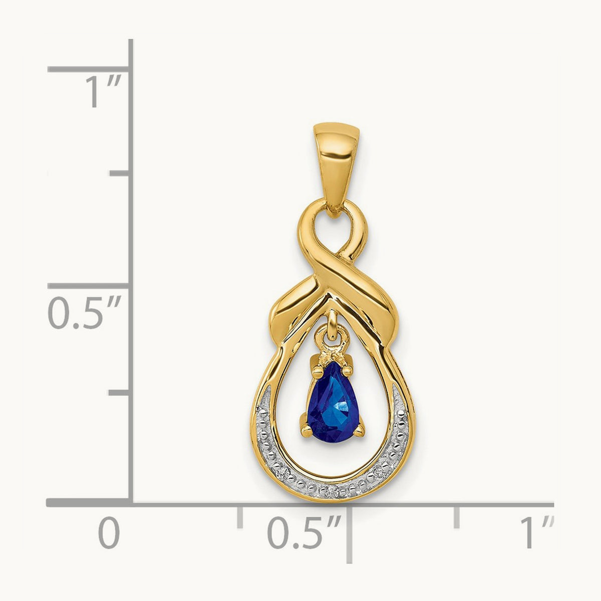 Pear Sapphire and Diamond Dangle Pendant, 14K
