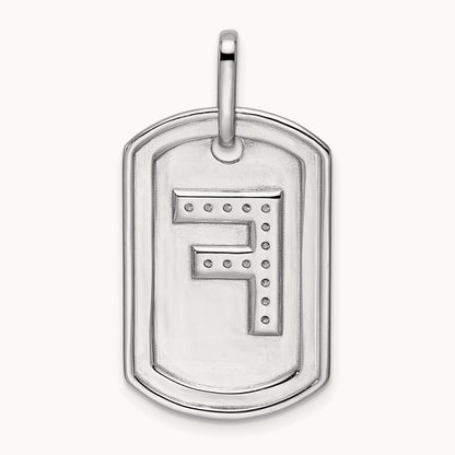 Diamond Dog Tag Charm — 14K White Gold, F