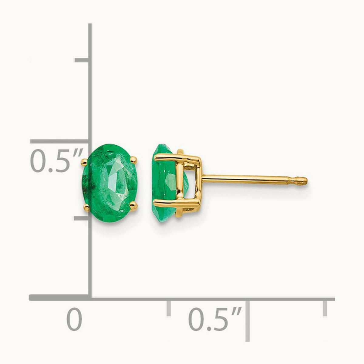 Emerald Post Earrings, 14K