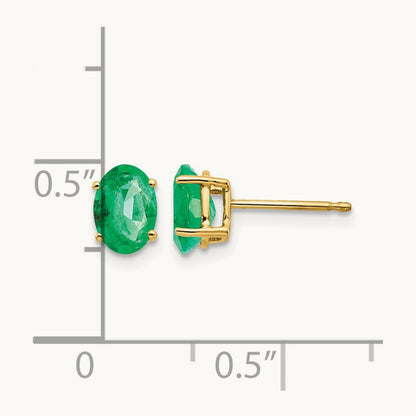 Emerald Post Earrings, 14K
