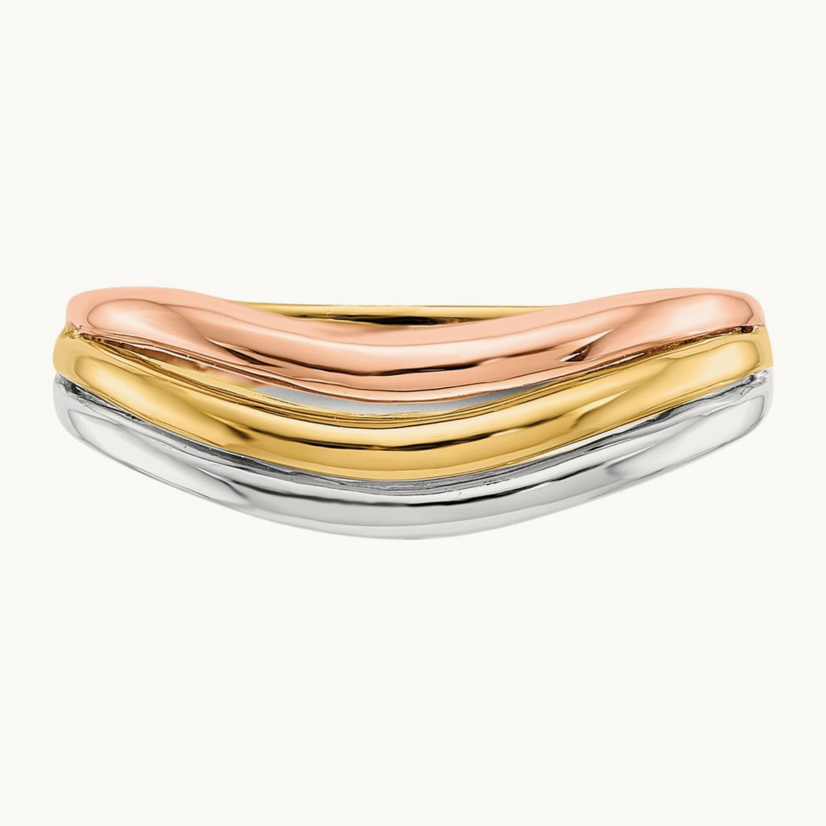 Tri-Color Open Fancy Ring, 14K