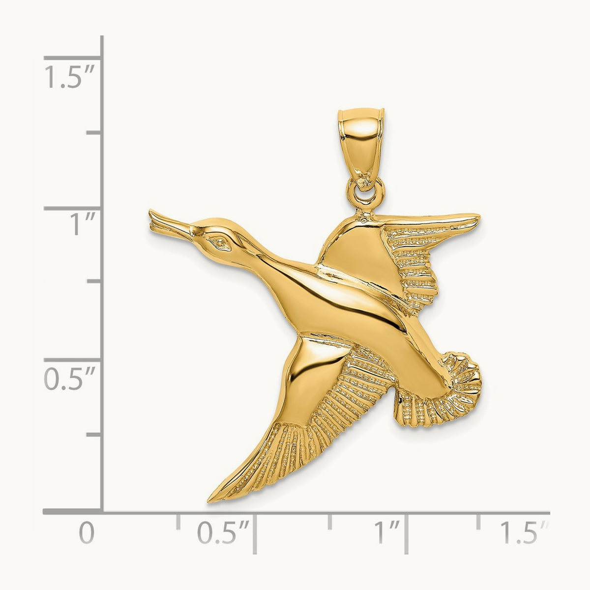Textured Flying Duck Charm, 14K