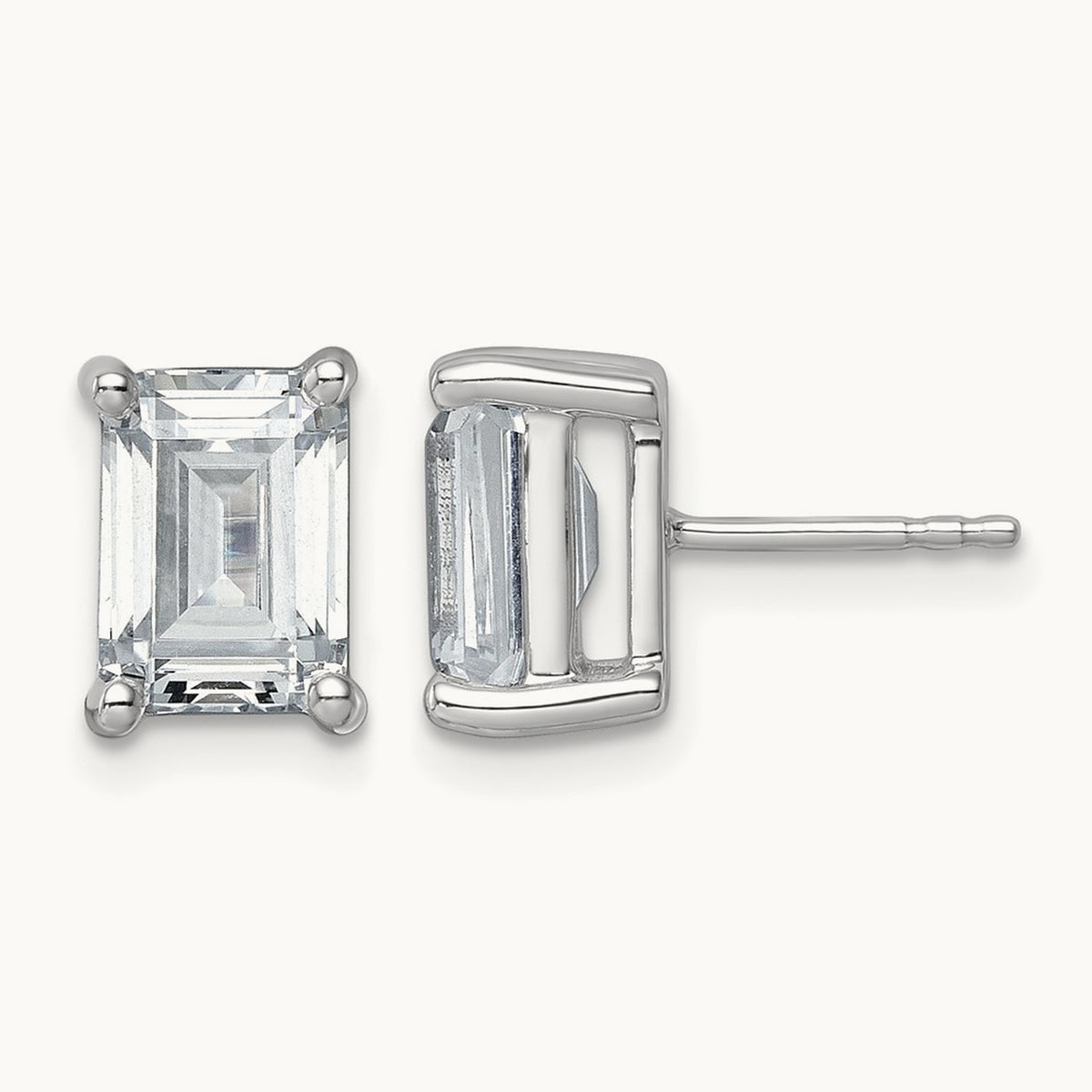 Emerald Four-Prong Stud Earrings, 0.50-6.00 ct tw Lab-Grown Diamond — 5 ct, 14K White Gold