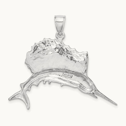 Polished Sailfish Charm — 14K White Gold, 27.8mm